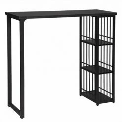 Top 10 💯 HELLOSHOP26 Table De Bar Avec 3 étagères En Métal Et MDF Noir - Métal 🌟