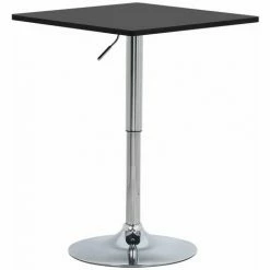 Meilleur prix 🔔 HELLOSHOP26 Table De Bar Carrée Avec Piétement Trompette Réglable En Hauteur Noir - Noir 😍 -Table haute Boutique 36870623 2
