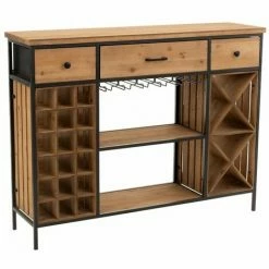 Remise 🎁 Paris Prix - Meuble De Bar 3 Tiroirs "armoire" 121cm Naturel ✨