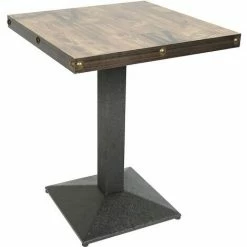 Nouveau ✨ SKECTEN Table 60x60 Carrée Avec Pied Central Pour Bar Bistrots | Marron Verni En Noir 🧨
