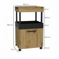 Meilleure affaire ❤️ MEUBLETMOI Bar à Roulettes 1 Porte 2 Plateaux Décor Chêne Et Noir - BENJI - Bois ❤️ 10 Meilleure affaire ❤️ MEUBLETMOI Bar à Roulettes 1 Porte 2 Plateaux Décor Chêne Et Noir - BENJI - Bois ❤️ -Table haute Boutique 37222067 4