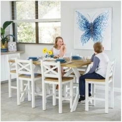 Top 10 ❤️ DECORATION D’AUTREFOIS Table Haute Bois Blanc Césuré 160x105x88.5cm - Blanc ✔️ -Table haute Boutique 37392232 5
