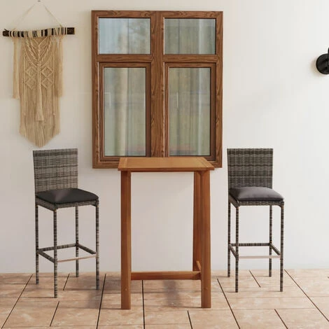 Vente flash ⭐ ASUPERMALL Ensemble De Bar De Jardin Avec Coussins 3 Pcs Gris 🛒 3 Vente flash ⭐ ASUPERMALL Ensemble De Bar De Jardin Avec Coussins 3 Pcs Gris 🛒