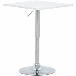 Le moins cher ⌛ WOLTU Table De Bar En MDF Avec Pied. Table Carrée. Hauteur Réglable. 60 X 60cm. Blanc 🛒