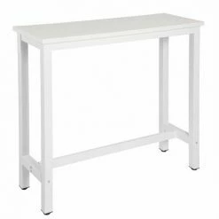 Remise 🛒 WOLTU 1 X Table De Bar. Table De Bistrot. Table à Manger. Structure En Métal. Plateau En Bois Massif. 120x40x100 Cm. Blanc 😍