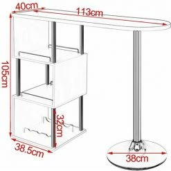 Vente flash 🎁 WOLTU 1 X Table De Bar-bistrot En MDF Et Métal. Table De Cuisine Avec 3 Tablettes Et Porte-bouteilles. 113x40x105cm.Noir ⌛ -Table haute Boutique 38233412 3