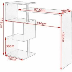 De gros 🎁 WOLTU Table De Bar Rotatif En MDF Et Métal. Table De Cuisine Avec 3 Tablettes. 134x38x112cm. Blanc 🔔 -Table haute Boutique 38233460 4