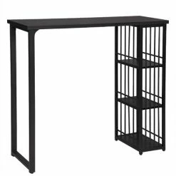 De gros ✔️ WOLTU Table De Bar Avec 3 Tablettes. Table De Bistrot En Métal Et MDF. 120x40x105cm. Noir 🎁