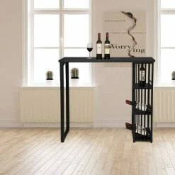 De gros ✔️ WOLTU Table De Bar Avec 3 Tablettes. Table De Bistrot En Métal Et MDF. 120x40x105cm. Noir 🎁 -Table haute Boutique 38233496 4