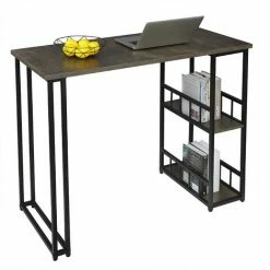 Meilleur prix 👏 WOLTU Table De Bar Avec 2 Tablettes. Table De Bistrot En Métal Et MDF. 120x50x105cm. Noir+Rouille 🤩