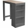 Vente flash 👍 IKAYAA Table De Bar Hauteur Comptoir En Bois Table A Manger Ensemble Table De Comptoir Avec 3 Etageres De Rangement Cadre En Metal Pour Bar De Cuisine, Kaki - Kaki ✔️ -Table haute Boutique 39618095 1