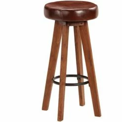 Nouveau 👍 HAPPYSHOPPING Chaises De Bar 2 Pcs Cuir Veritable Et Bois D'acacia Solide 👍 8 Nouveau 👍 HAPPYSHOPPING Chaises De Bar 2 Pcs Cuir Veritable Et Bois D'acacia Solide 👍 -Table haute Boutique 39618480 2