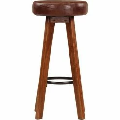 Nouveau 👍 HAPPYSHOPPING Chaises De Bar 2 Pcs Cuir Veritable Et Bois D'acacia Solide 👍 9 Nouveau 👍 HAPPYSHOPPING Chaises De Bar 2 Pcs Cuir Veritable Et Bois D'acacia Solide 👍 -Table haute Boutique 39618480 3