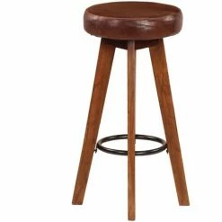 Nouveau 👍 HAPPYSHOPPING Chaises De Bar 2 Pcs Cuir Veritable Et Bois D'acacia Solide 👍 11 Nouveau 👍 HAPPYSHOPPING Chaises De Bar 2 Pcs Cuir Veritable Et Bois D'acacia Solide 👍 -Table haute Boutique 39618480 5