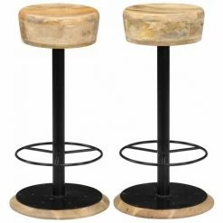 De gros ⭐ HAPPYSHOPPING Chaises De Bar 2 Pcs Bois De Manguier Solide 🌟