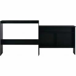 Nouveau 🛒 HAPPYSHOPPING Table De Bar Avec 2 Dessus De Table Noir 130 X 40 X 120 Cm 👏 -Table haute Boutique 39709616 4