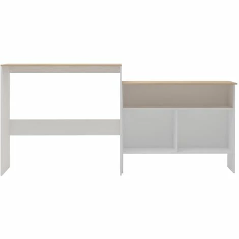 De gros ⌛ HAPPYSHOPPING Table De Bar Avec 2 Dessus De Table Blanc Et Chene 130x40x120cm 🔔 5 De gros ⌛ HAPPYSHOPPING Table De Bar Avec 2 Dessus De Table Blanc Et Chene 130x40x120cm 🔔 – Image 3