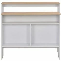 De gros ⌛ HAPPYSHOPPING Table De Bar Avec 2 Dessus De Table Blanc Et Chene 130x40x120cm 🔔 11 De gros ⌛ HAPPYSHOPPING Table De Bar Avec 2 Dessus De Table Blanc Et Chene 130x40x120cm 🔔 -Table haute Boutique 39709625 5