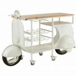 Promo 👍 Paris Prix - Table De Bar & Range-bouteilles "scooter" 180cm Blanc 👏