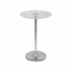 Promo 🌟 M-S Table De Bar 60 Cm Avec Plateau En Verre Et Pied Acier ⌛
