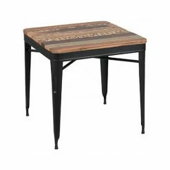 Grosses soldes 💯 M-S Table Carrée 77 Cm En Bois Recyclé Marron Et Acier Noir ⭐