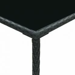 De gros ⌛ HAPPYSHOPPING Table De Bar De Jardin Noir 70x70x110cm Resine Tressee Et Verre 🎉 -Table haute Boutique 40267341 5
