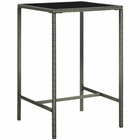 Grosses soldes 🧨 HAPPYSHOPPING Table De Bar De Jardin Gris 70x70x110cm Resine Tressee Et Verre 🧨 3 Grosses soldes 🧨 HAPPYSHOPPING Table De Bar De Jardin Gris 70x70x110cm Resine Tressee Et Verre 🧨