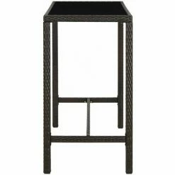 Budget 🎉 HAPPYSHOPPING Table De Bar De Jardin Marron 130x60x110cm Resine Tressee Verre ✨ -Table haute Boutique 40267357 3