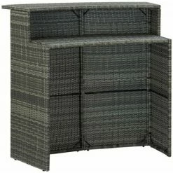 Tout neuf 🧨 HAPPYSHOPPING Table De Bar De Jardin Gris 120x55x110 Cm Resine Tressee ❤️ -Table haute Boutique 40267375 2