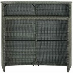 Tout neuf 🧨 HAPPYSHOPPING Table De Bar De Jardin Gris 120x55x110 Cm Resine Tressee ❤️ -Table haute Boutique 40267375 3