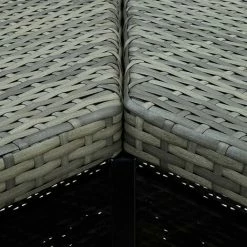 Promo 🛒 HAPPYSHOPPING Table D'angle De Bar Gris 100x50x105 Cm Resine Tressee ⌛ -Table haute Boutique 40267395 2