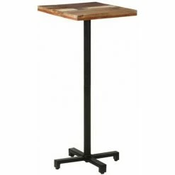 Sortie 😀 HAPPYSHOPPING Table De Bistro Carree 50x50x110 Cm Bois De Recuperation Massif 💯
