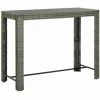Meilleure affaire ✔️ HAPPYSHOPPING Table De Bar De Jardin Gris 140,5x60,5x110,5 Cm Resine Tressee 🥰 -Table haute Boutique 40278415 1