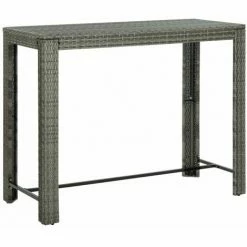 Meilleure affaire ✔️ HAPPYSHOPPING Table De Bar De Jardin Gris 140,5x60,5x110,5 Cm Resine Tressee 🥰