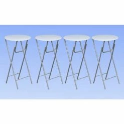 Sortie ✨ HAPPYSHOPPING Table De Bar 4 Pcs Avec Dessus De Table En MDF Blanc 🥰 -Table haute Boutique 40282462 4