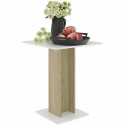 Meilleure affaire ⭐ HAPPYSHOPPING Table De Bistro Blanc Et Chene Sonoma 60x60x75 Cm Agglomere 🤩 -Table haute Boutique 40285454 3