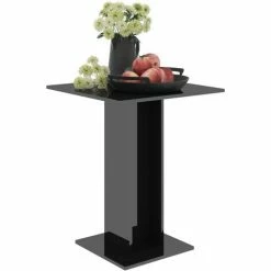 Meilleure affaire ⌛ HAPPYSHOPPING Table De Bistro Noir Brillant 60x60x75 Cm Agglomere 🔔 -Table haute Boutique 40285475 3