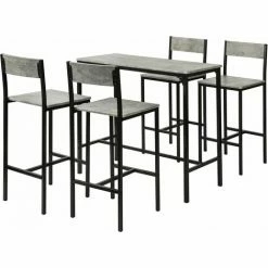 Remise 🔥 Set De 1 Table + 4 Chaises Ensemble Table De Bar, SoBuy® OGT14-HG 🔥