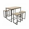 Remise 😀 FORNORD Table De Bar + 4 Tabourets De Bar En Bois Et Métal Noir - Bois 🥰 -Table haute Boutique 40525832 1