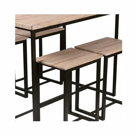 Remise 😀 FORNORD Table De Bar + 4 Tabourets De Bar En Bois Et Métal Noir - Bois 🥰 5 Remise 😀 FORNORD Table De Bar + 4 Tabourets De Bar En Bois Et Métal Noir - Bois 🥰 – Image 3
