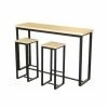 Le moins cher 🔔 FORNORD Table De Bar Murale + 2 Tabourets De Bar Bois Et Métal Noir - Bois ⭐ -Table haute Boutique 40526907 1