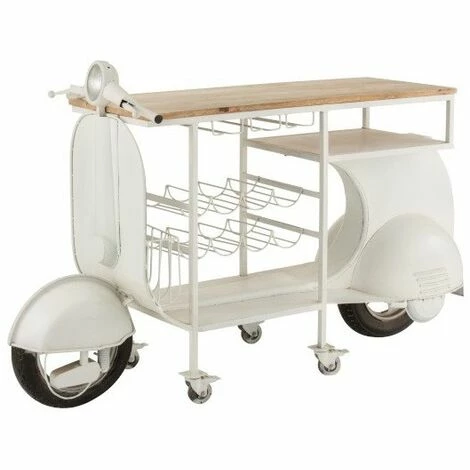 Budget ❤️ LES TENDANCES Bar Scooter Métal Blanc Et Manguier Massif Clair Nayra ✔️ 3 Budget ❤️ LES TENDANCES Bar Scooter Métal Blanc Et Manguier Massif Clair Nayra ✔️