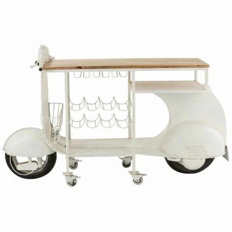 Budget ❤️ LES TENDANCES Bar Scooter Métal Blanc Et Manguier Massif Clair Nayra ✔️ 4 Budget ❤️ LES TENDANCES Bar Scooter Métal Blanc Et Manguier Massif Clair Nayra ✔️ – Image 2