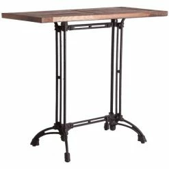 Top 10 ⌛ LES TENDANCES Table De Bar Orme Massif Recyclé Foncé Et Pieds Métal Noir Buck 😀 -Table haute Boutique 40682091 2