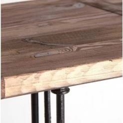 Top 10 ⌛ LES TENDANCES Table De Bar Orme Massif Recyclé Foncé Et Pieds Métal Noir Buck 😀 -Table haute Boutique 40682091 4