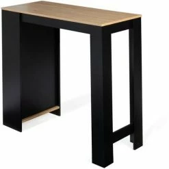 Le moins cher ✔️ IDMARKET Table De Bar BARTH 2 à 4 Personnes Bois Noir Et Plateau Façon Hêtre - Noir 🤩 -Table haute Boutique 40900572 3