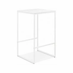 Le moins cher 👏 M&S Table De Bar Carrée 60x102 Cm En Bois Et Métal Blanc 👍