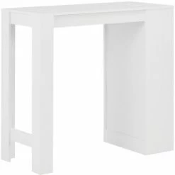 Sortie 🥰 HAPPYSHOPPING Table De Bar Avec Etagere Blanc 110x50x103 Cm 🔥 -Table haute Boutique 41839764 3