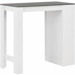 Meilleure affaire 🧨 HAPPYSHOPPING Table De Bar Avec Etagere Blanc 110x50x103 Cm ⌛ -Table haute Boutique 41839781 4