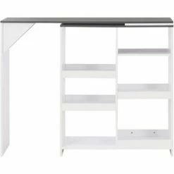 Meilleure affaire 👏 HAPPYSHOPPING Table De Bar Avec Tablette Amovible Blanc 138x39x110 Cm 👏 -Table haute Boutique 41839792 3